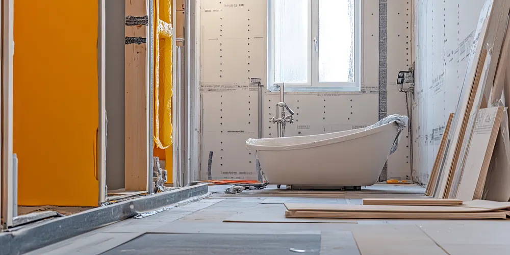 New tub installation during a bathroom renovation